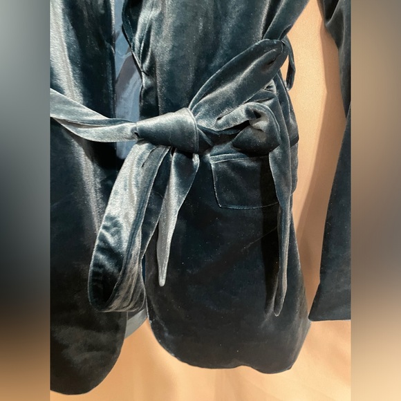 NWOT! INC petite teal velvet/velour blazer belt. 2 pockets. Lined. Gorgeous! - Picture 2 of 13